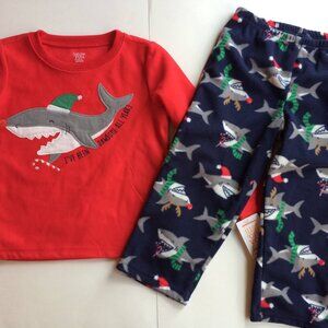 New Shark Christmas Pajamas 4T Set Fleece Shirt Pants PJs Animal Holiday